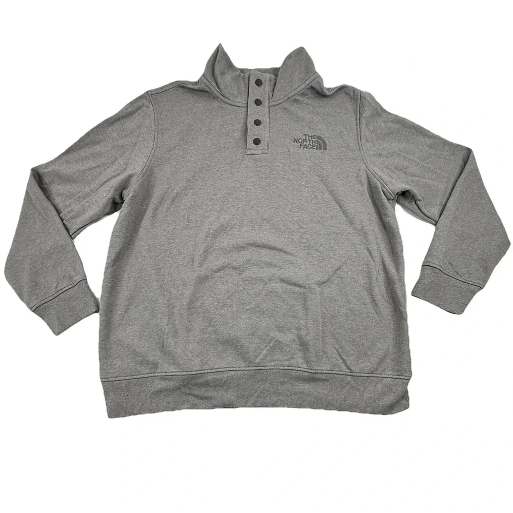 The North Face Mens 1/4 Snap Button Fleece Pullover Heather Gray Size XXL